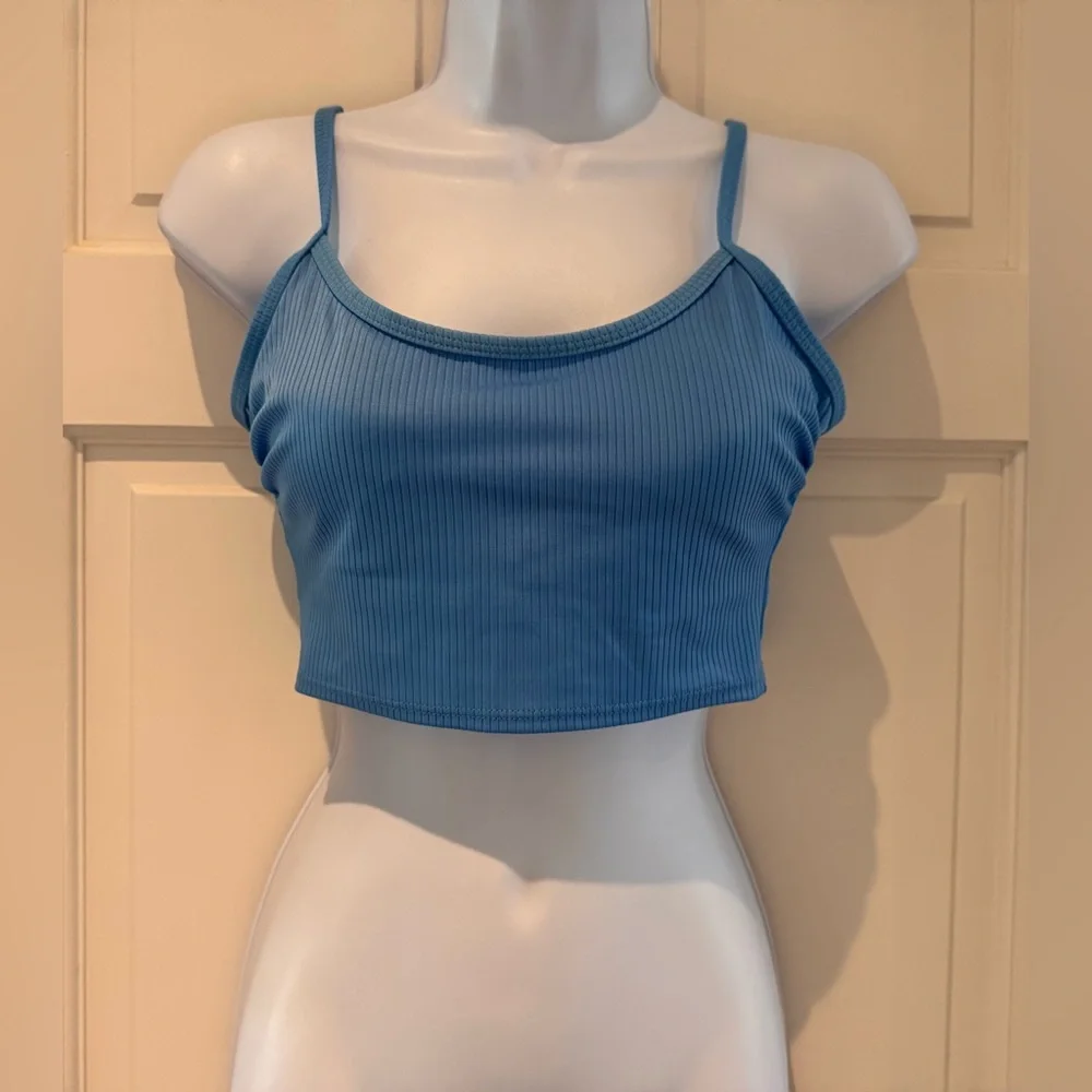 Wild Fable Ribbed Longline Bikini Top Blue S 4-6